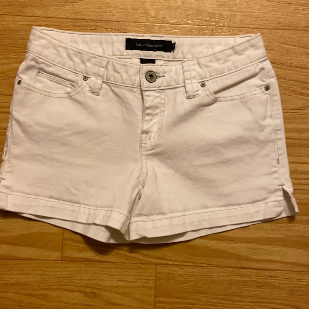 Calvin Klein white denim shorts